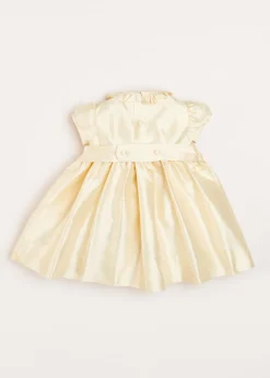 Girls Silk Hand Smocked Celebration Dress in Champagne
