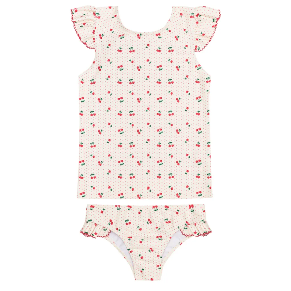 Girl’s Summer Cherries Ruffle Cap Sleeve Rashguard Set