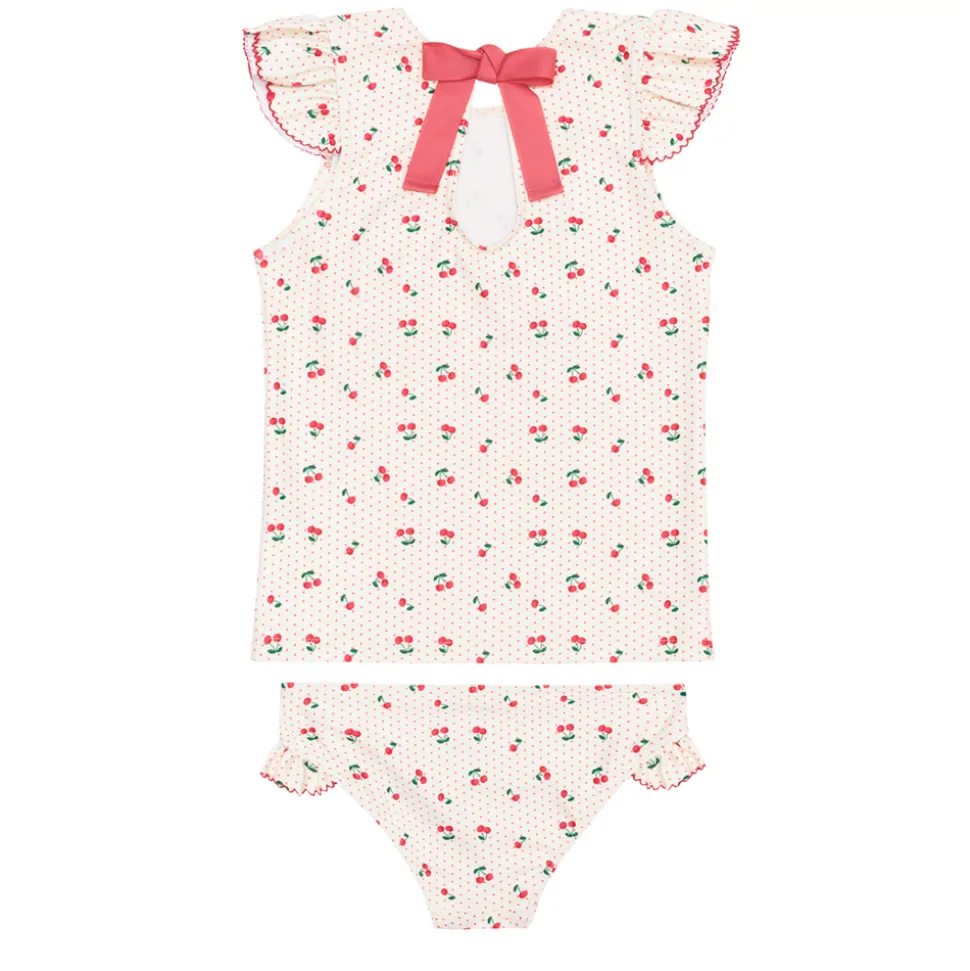 Girl’s Summer Cherries Ruffle Cap Sleeve Rashguard Set