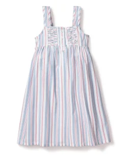 Girl’s Twill Charlotte Nightgown in Vintage French Stripes