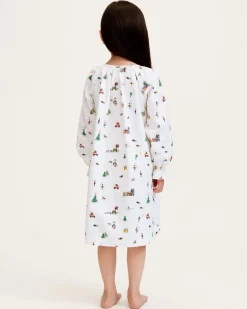 Girl's Twill Delphine Nightgown in Holiday Town