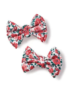 Girl’s Twill Hair Bows in Fleurs des Bois
