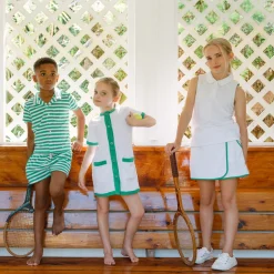 Girls White French Terry Button Down Dress
