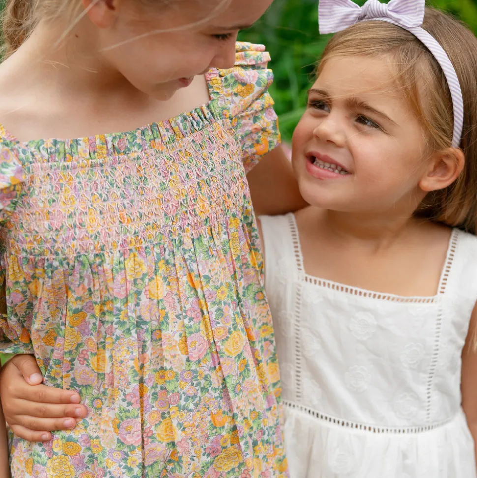 Girls White Square Neck Dress