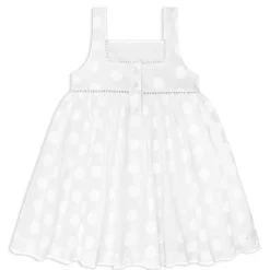 Girls White Square Neck Dress
