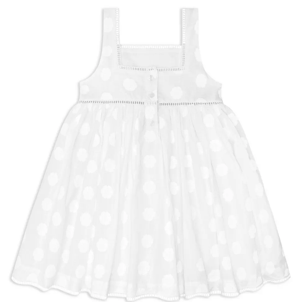 Girls White Square Neck Dress