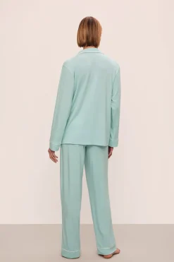 Gisele Long PJ Set in Canal Blue/Ivory