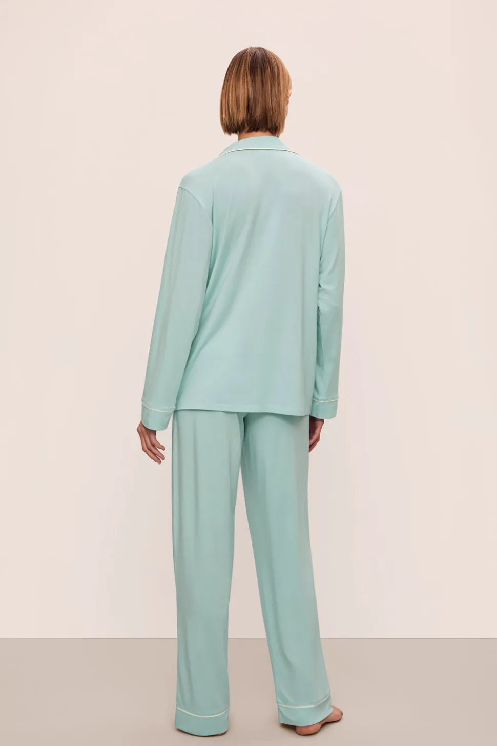 Gisele Long PJ Set in Canal Blue/Ivory