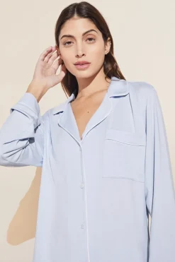 Gisele Long Pj Set in Ice Blue/Ivory