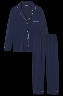 Gisele Long PJ Set in Navy/Ivory