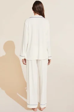Gisele Long PJ Set in Pure Ivory/Navy