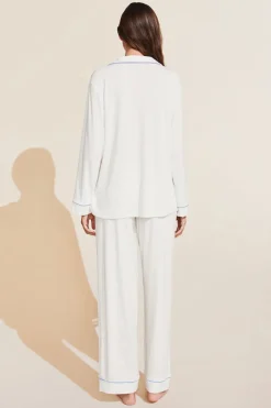 Gisele Long Pj Set in White/Ice Blue