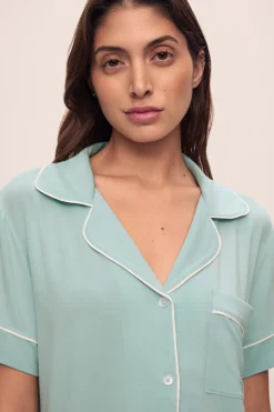 Gisele Relaxed Short PJ Set in Canal Blue/Ivory