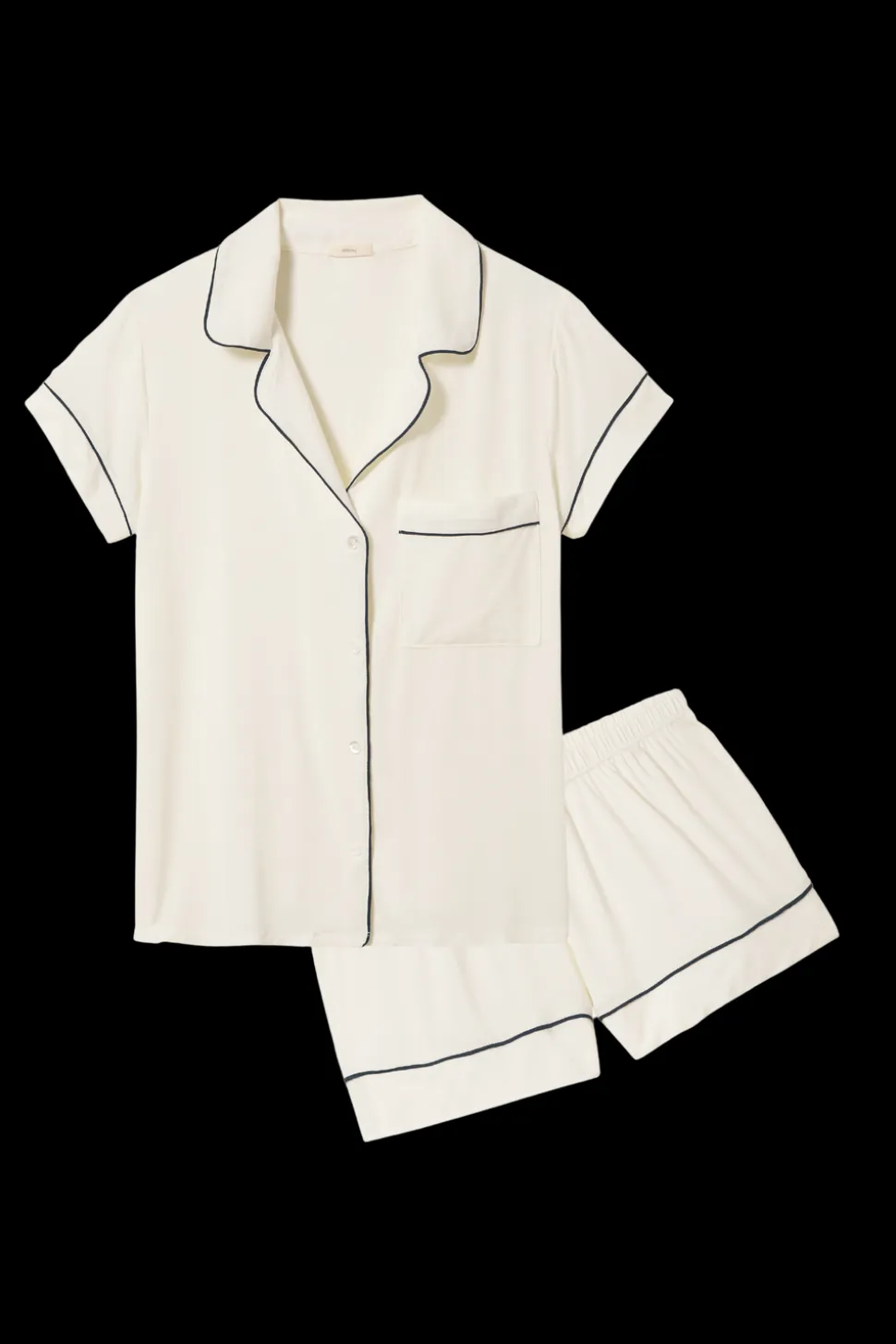 Gisele TENCEL™ Modal Shortie Short PJ Set in Pure Ivory/Navy