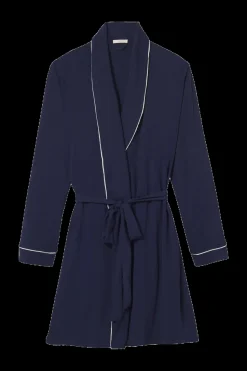Gisele Tuxedo Robe in Navy/Ivory