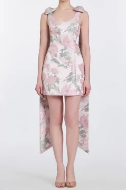 Gita Light Pink Brocade Mini Dress