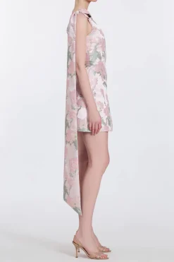 Gita Light Pink Brocade Mini Dress