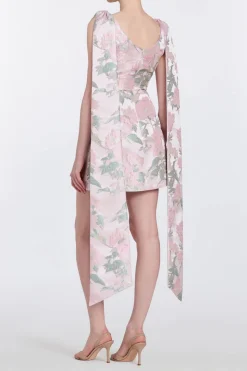 Gita Light Pink Brocade Mini Dress