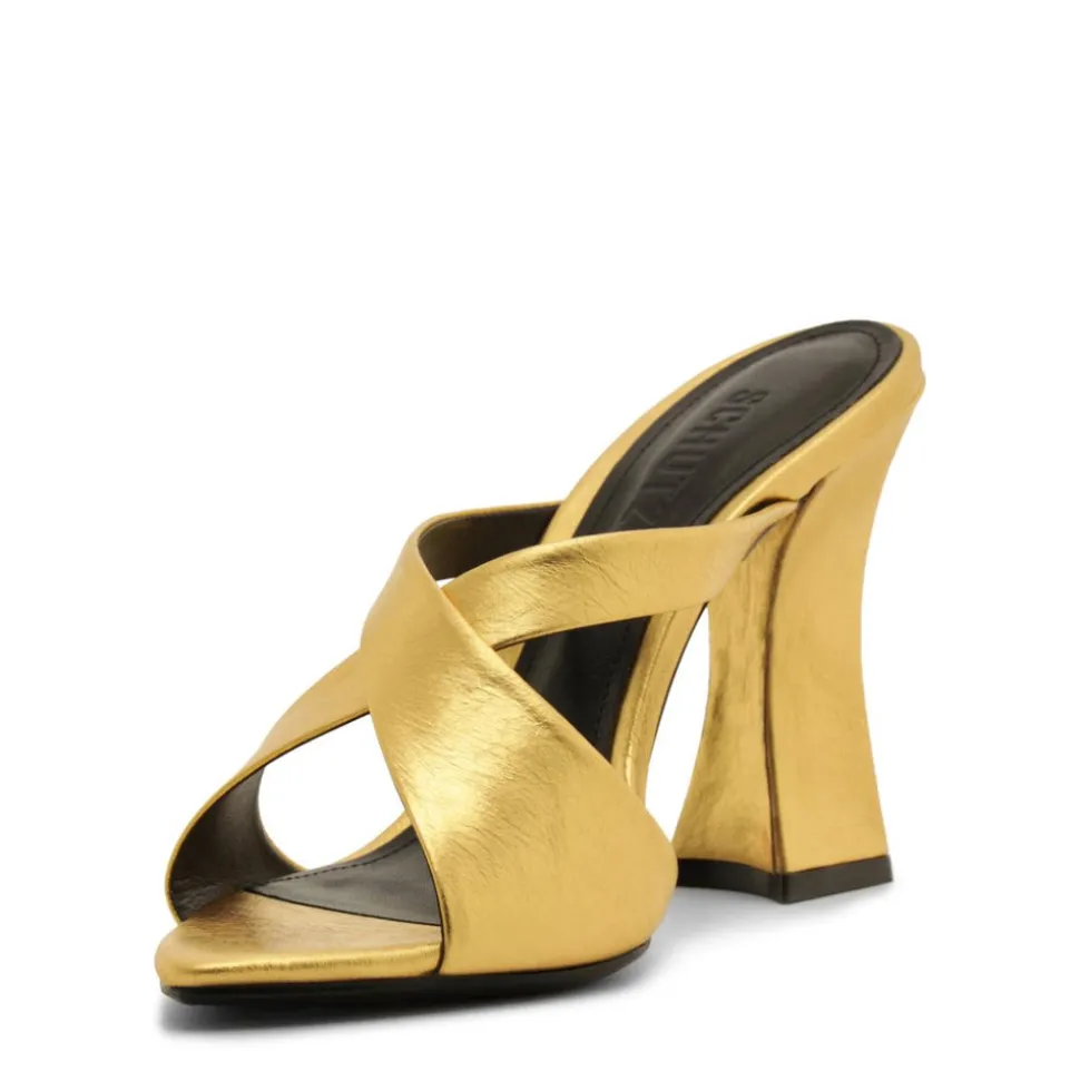 Glenda Leather Sandal in Gold