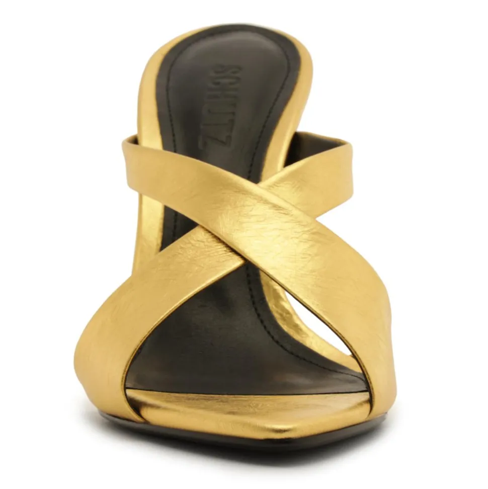 Glenda Leather Sandal in Gold