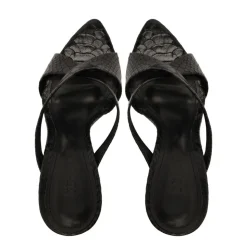 Glenda Leather Sandal in Black