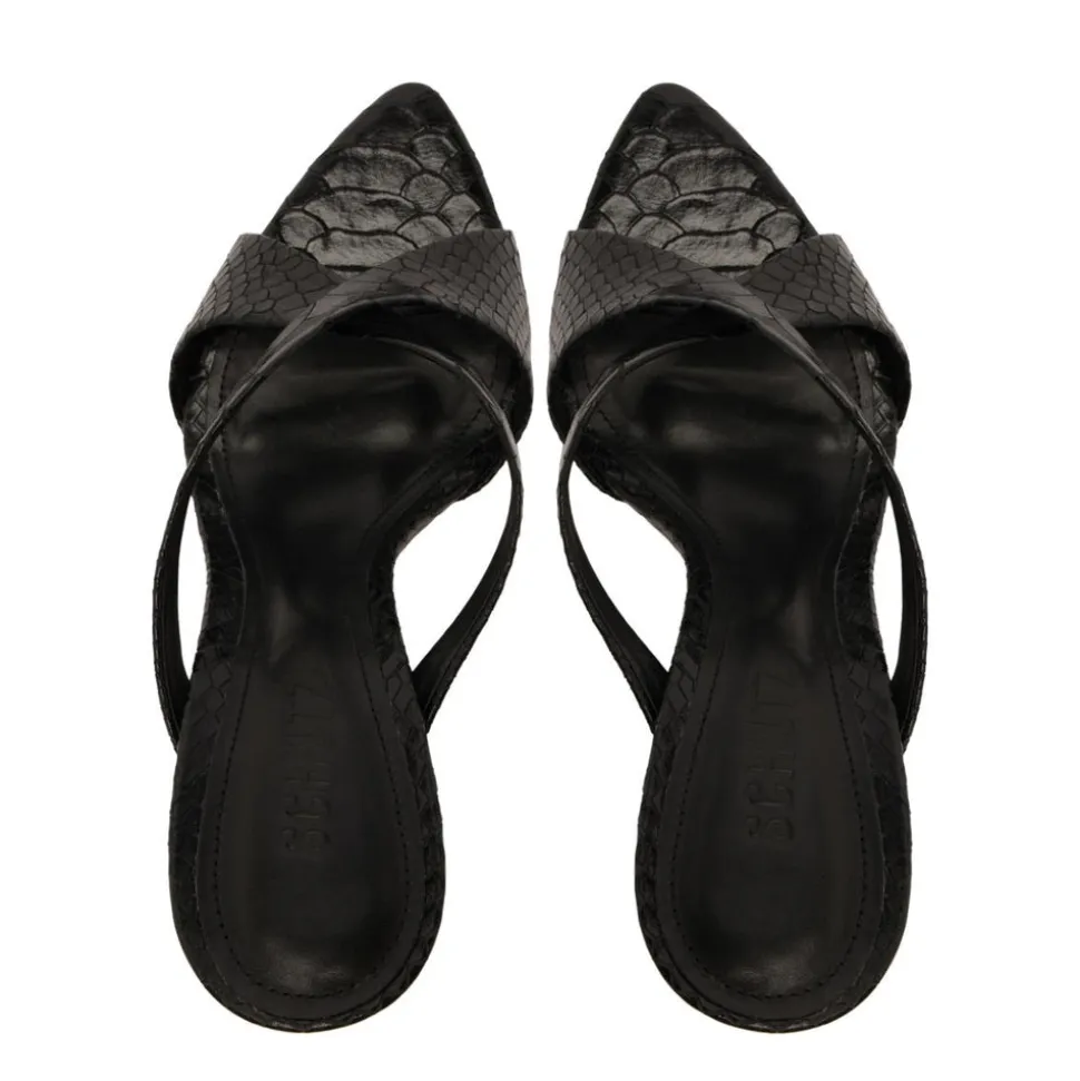 Glenda Leather Sandal in Black