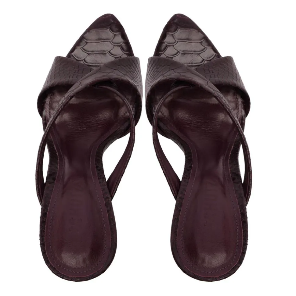 Glenda Leather Sandal in Dark Plum