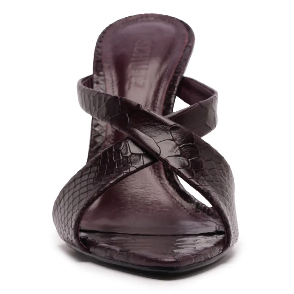 Glenda Leather Sandal in Dark Plum