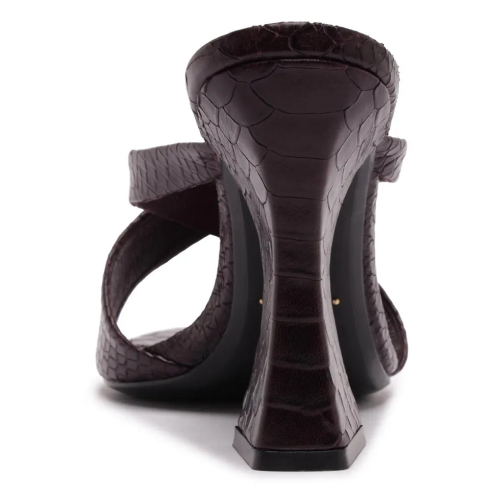 Glenda Leather Sandal in Dark Plum