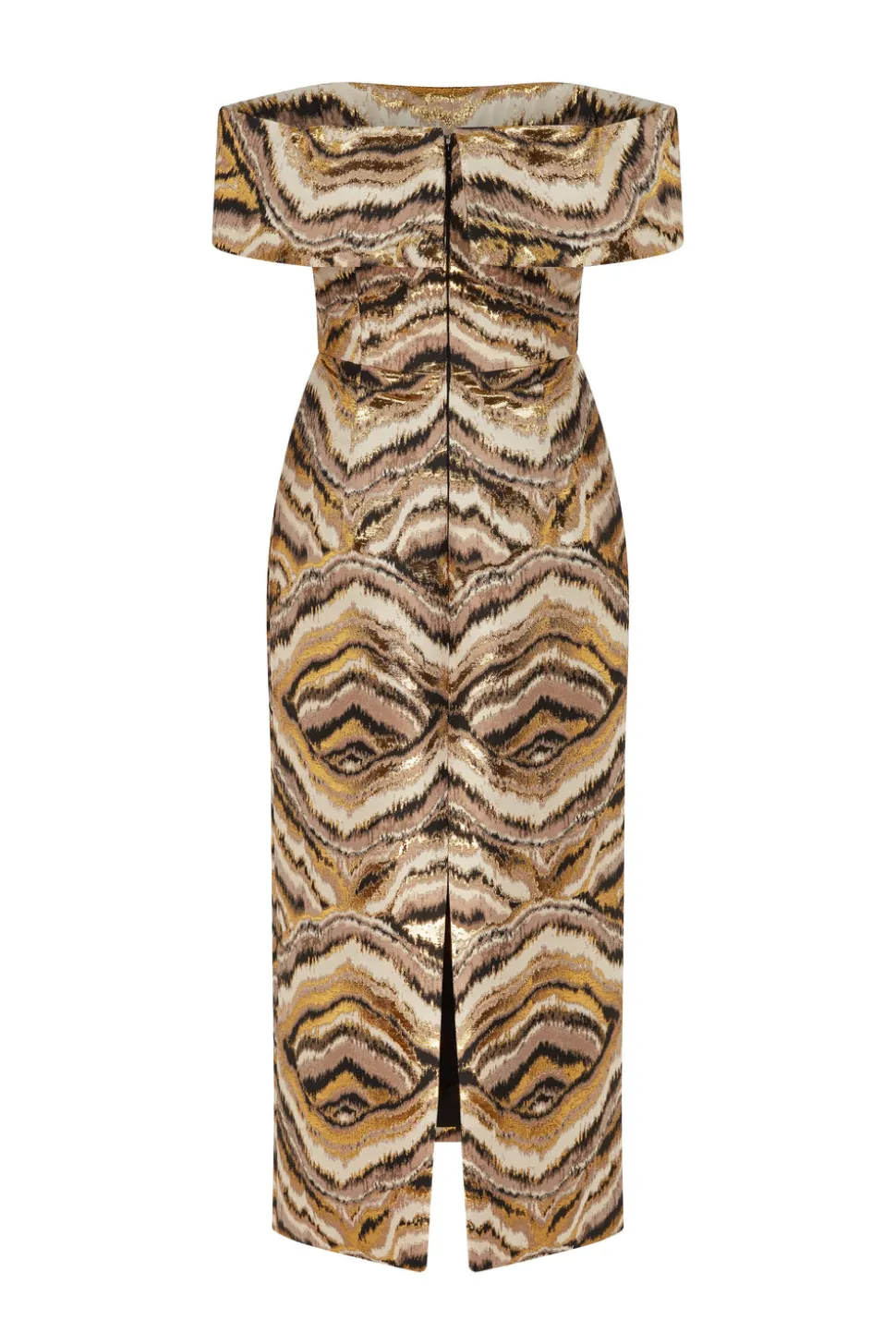 Gloria Metallic Jacquard Off-The-Shoulder Dress