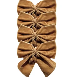 Gold Bow Velvet Napkin Ties, Set of 4