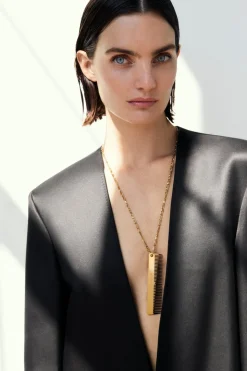 Gold Comb Necklace