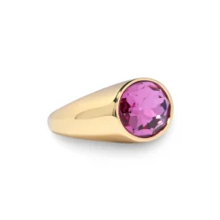 Gold Crystal Bezel Oval Gold Stone Ring