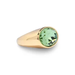 Gold Crystal Bezel Oval Gold Stone Ring