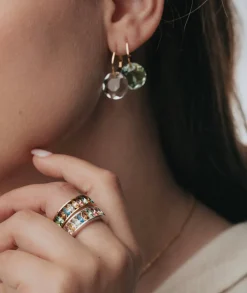 Gold Drop Gem Earring