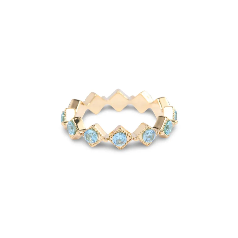 Gold Pave Diamond Gem Ring