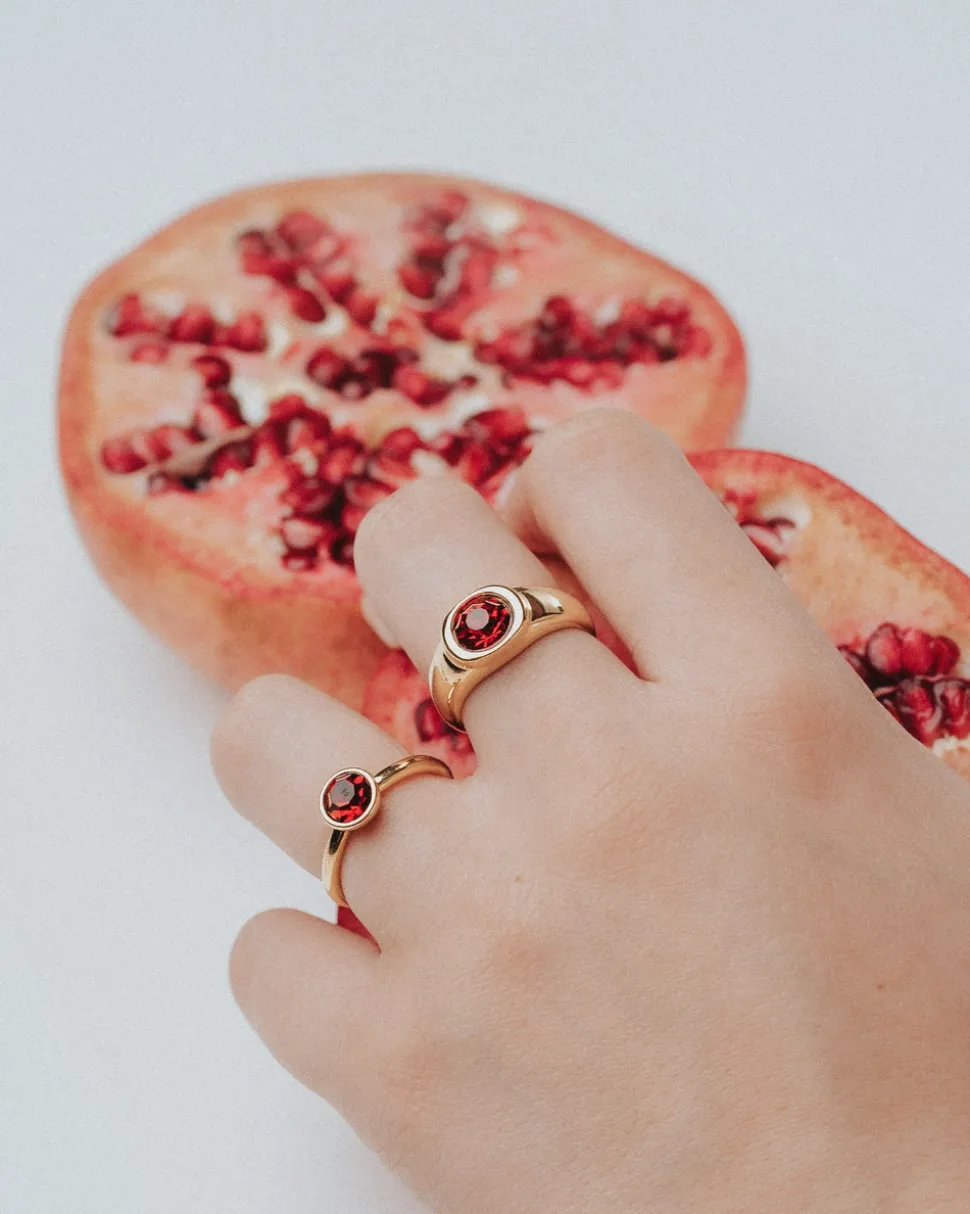 Gold Small Round Stone Ring