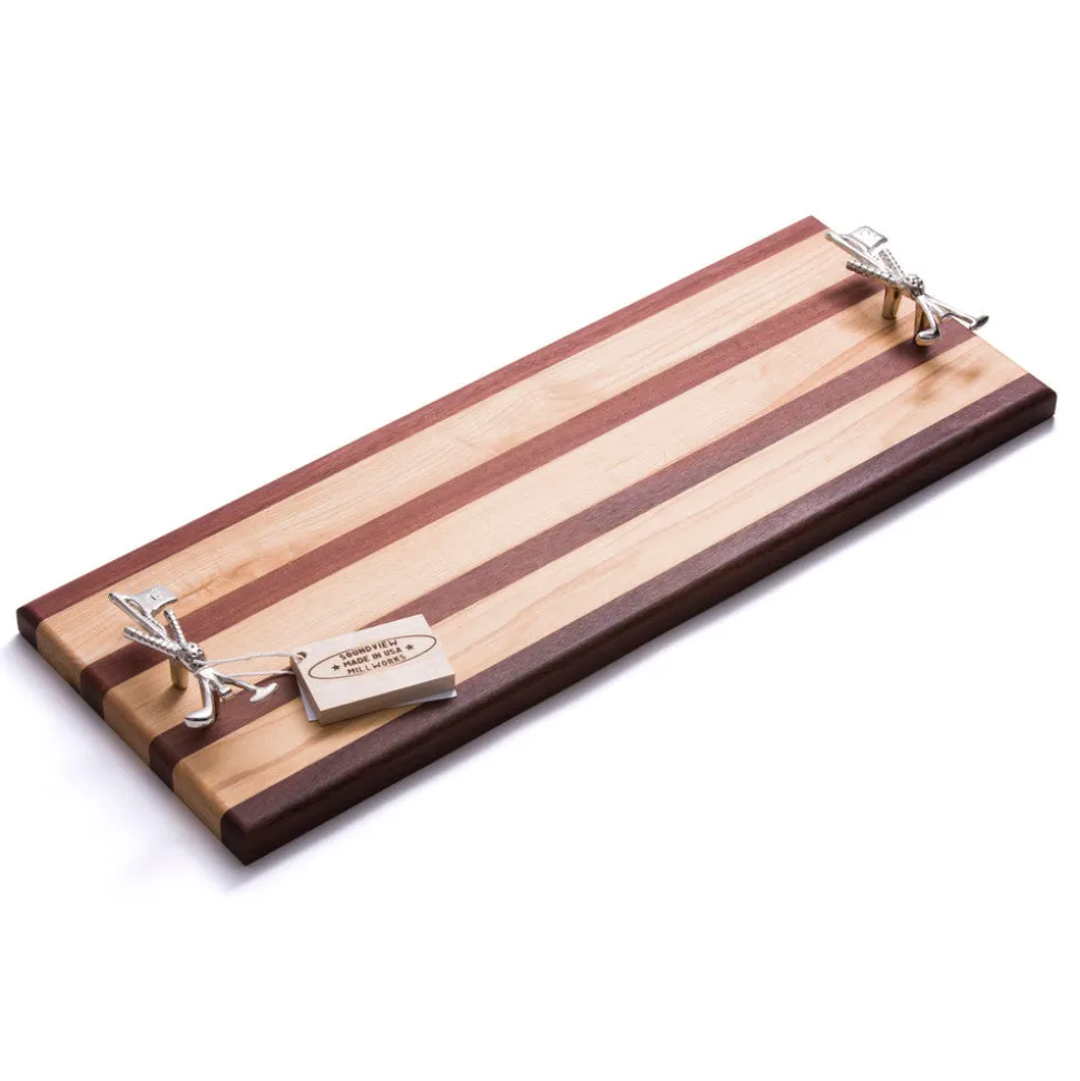 Golf Club and Flag Double Handle Serving Board