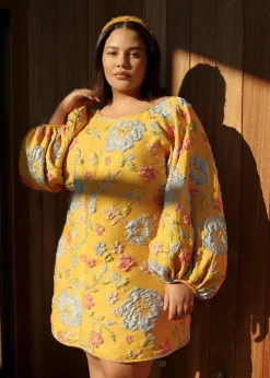 Good Luck Dress in Yellow Jacquard