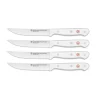 Gourmet Steak Knife Set with White Handles, Set of 4