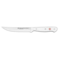 Gourmet Steak Knife Set with White Handles, Set of 4