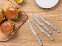 Gourmet Steak Knife Set with White Handles, Set of 4