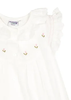 Gracie White Cotton Dress with Butterfly Sleeves