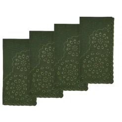 Green Eyelet Dinner Napkins, Set of 4