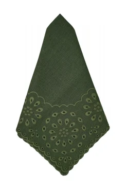 Green Eyelet Dinner Napkins, Set of 4