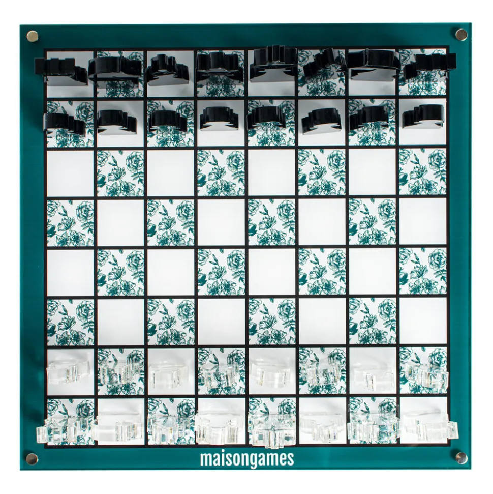 Green Floral Chess Set