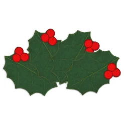 Green Holly Leaf Cocktail Napkins, Set of 4