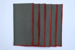 Green Napkin with Orange Small Trim, Set of 4