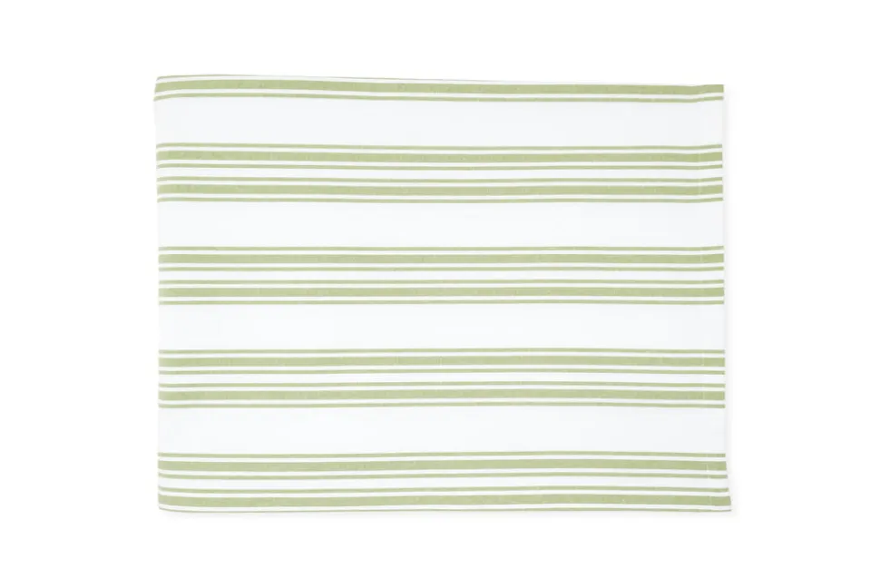 Green Stripe Cotton Tablecloth