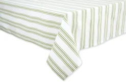 Green Stripe Cotton Tablecloth